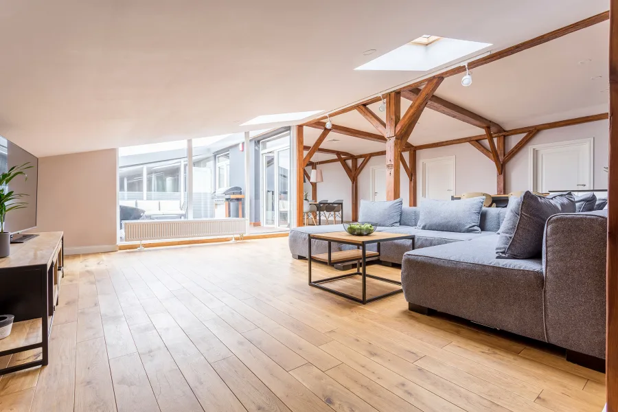 Hardwood floor in a modern kitchen